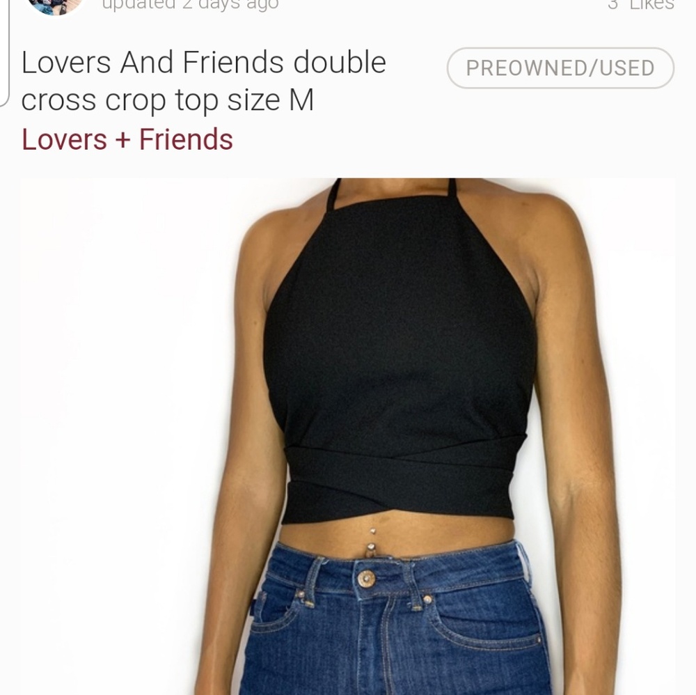 NWTS LOVERS +FRIENDS DOUBLE CROSS CROP TOP XS